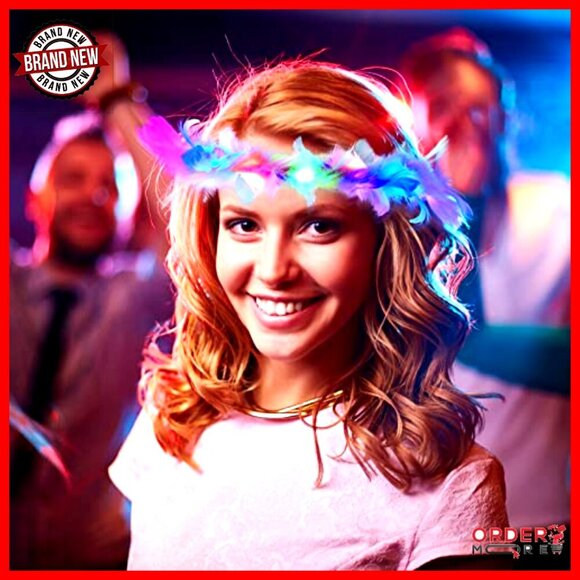 LED Feather Crown Headband Light Up Wreath for Parties Wedding Cosplay main image 6